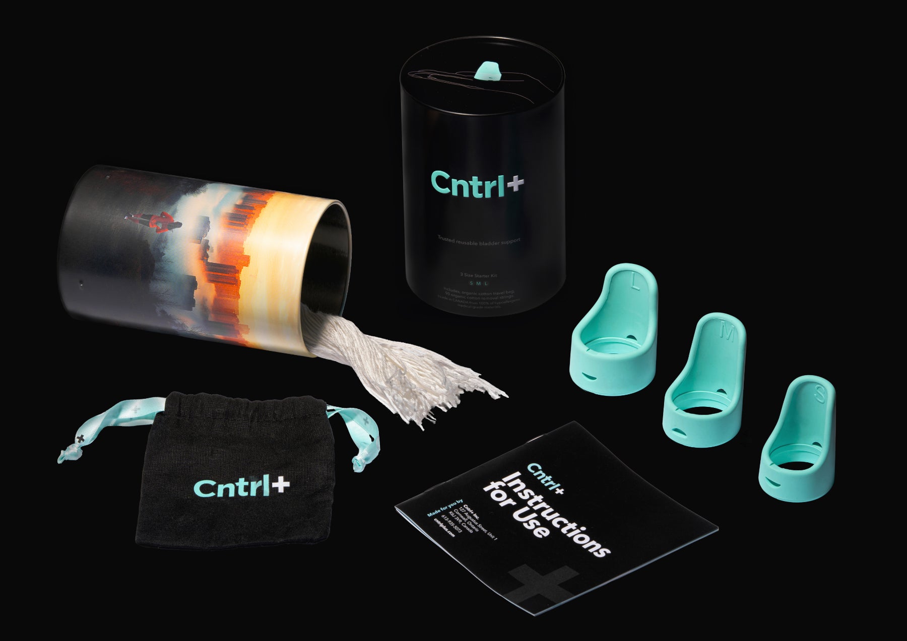 Product packaging with 'Ctrl+' branding on a black background